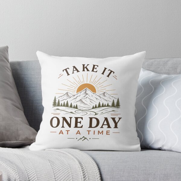 Item preview, Take It One Day at a Time – Sunrise Mountain Minimalist Quote – Peaceful Progress Motivation Art designed and sold by bobscraze.
