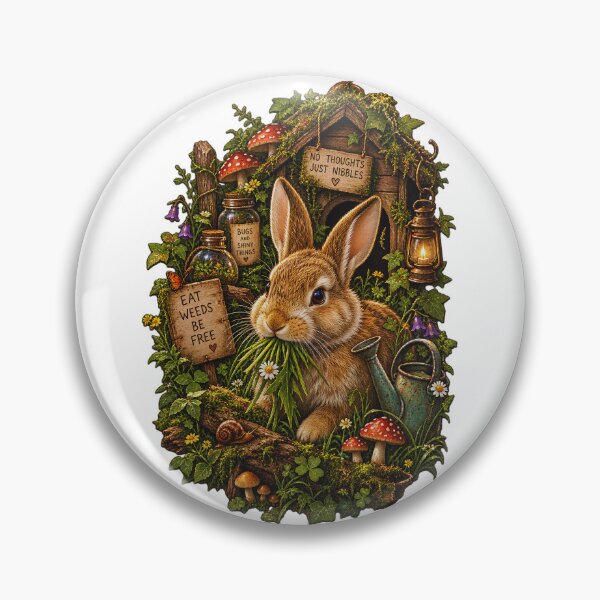 Item preview, No Thoughts Just Nibbles - Cottagecore Bunny Eat Weeds Be Free designed and sold by Neurospicy Trolls.