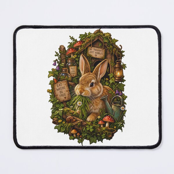 Item preview, No Thoughts Just Nibbles - Cottagecore Bunny Eat Weeds Be Free designed and sold by Neurospicy Trolls.