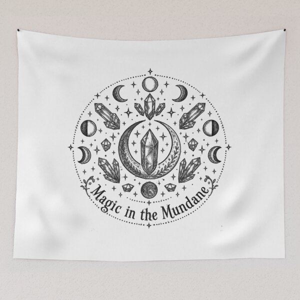 Item preview, Magic in the Mundane — Crystal and Moon Phase Mandala designed and sold by CosmicFlora Studio.