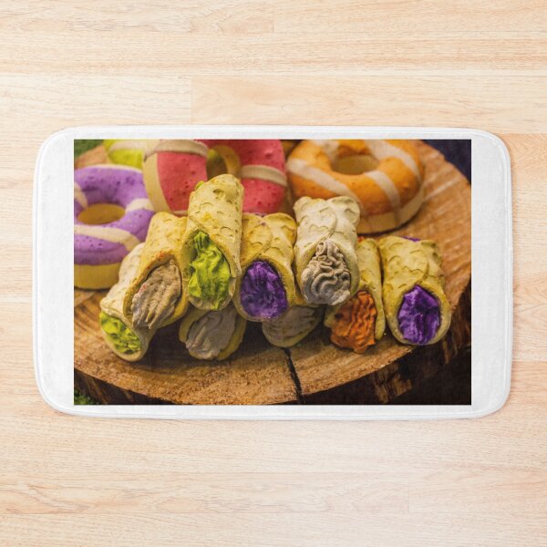 Item preview, Colorful Soap Donuts and Rolled Bath Soap Bars on Rustic Wooden Display at Market designed and sold by Nmallia.
