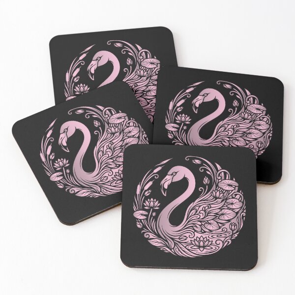 Item preview, Elegant Flamingo Lotus Pond Vector Stencil Art designed and sold by ZUMERI.