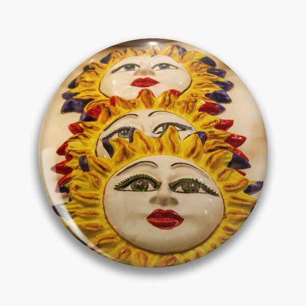 Item preview, Colorful Ceramic Sun Face Wall Plaques and Hand-Painted Souvenirs Displayed on Table designed and sold by Nmallia.