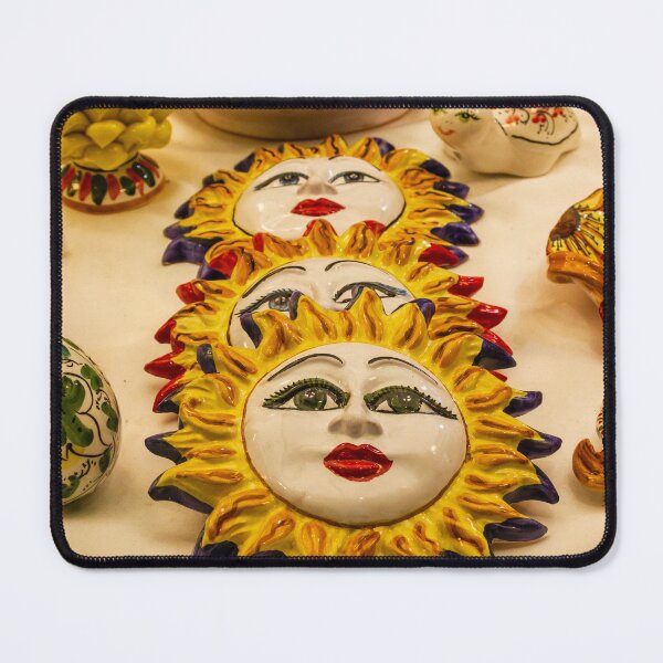 Item preview, Colorful Ceramic Sun Face Wall Plaques and Hand-Painted Souvenirs Displayed on Table designed and sold by Nmallia.