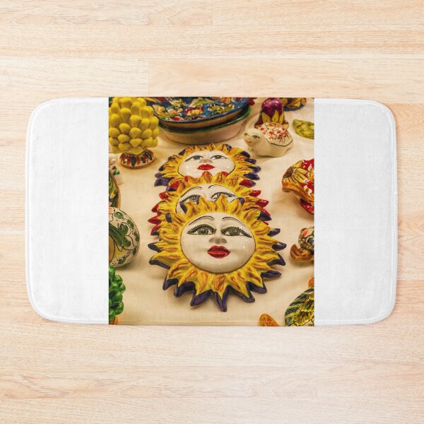 Item preview, Colorful Ceramic Sun Face Wall Plaques and Hand-Painted Souvenirs Displayed on Table designed and sold by Nmallia.