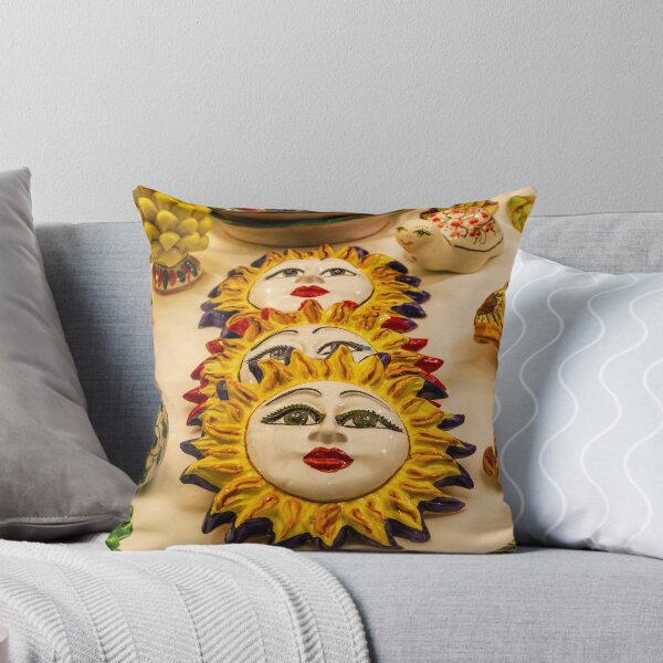 Item preview, Colorful Ceramic Sun Face Wall Plaques and Hand-Painted Souvenirs Displayed on Table designed and sold by Nmallia.