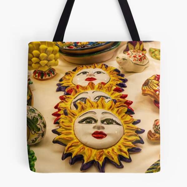 Item preview, Colorful Ceramic Sun Face Wall Plaques and Hand-Painted Souvenirs Displayed on Table designed and sold by Nmallia.