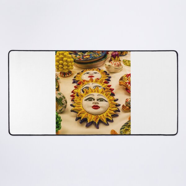 Item preview, Colorful Ceramic Sun Face Wall Plaques and Hand-Painted Souvenirs Displayed on Table designed and sold by Nmallia.