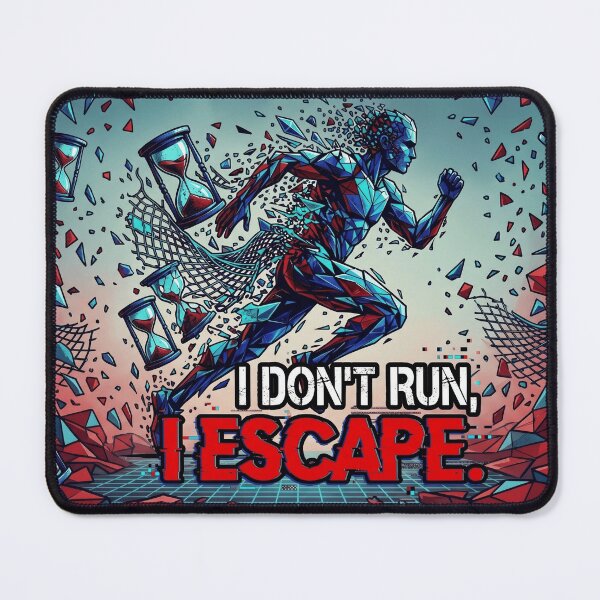 Item preview, I Don't Run I Escape Geometric Runner Shattered Hourglass Cyberpunk Fitness Art designed and sold by MarCinu Art.