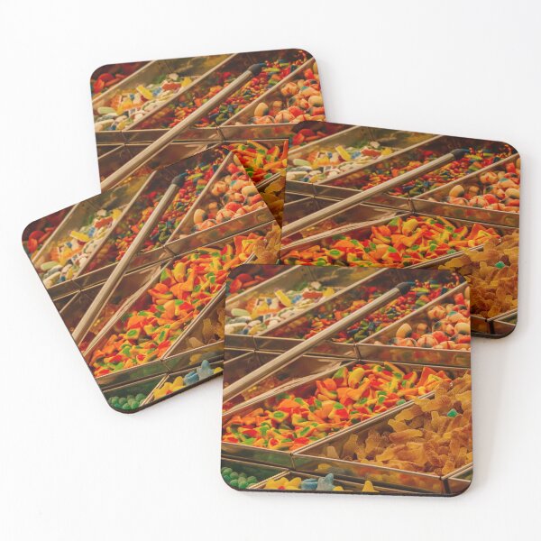 Item preview, Colorful Assorted Gummy Candy Display In Metal Trays With Scoop At Sweet Shop Counter designed and sold by Nmallia.