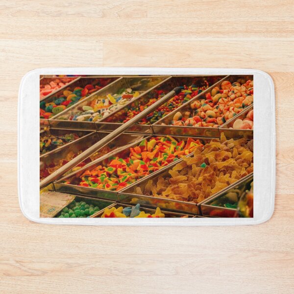 Item preview, Colorful Assorted Gummy Candy Display In Metal Trays With Scoop At Sweet Shop Counter designed and sold by Nmallia.