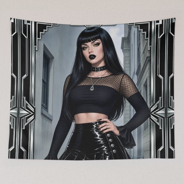 Item preview, The Gothic Obsidian Glamour Elegance Of Mina Valerius Sculptural AI Concept Art by Xzendor7 designed and sold by Xzendor7 Digital Art Creations.