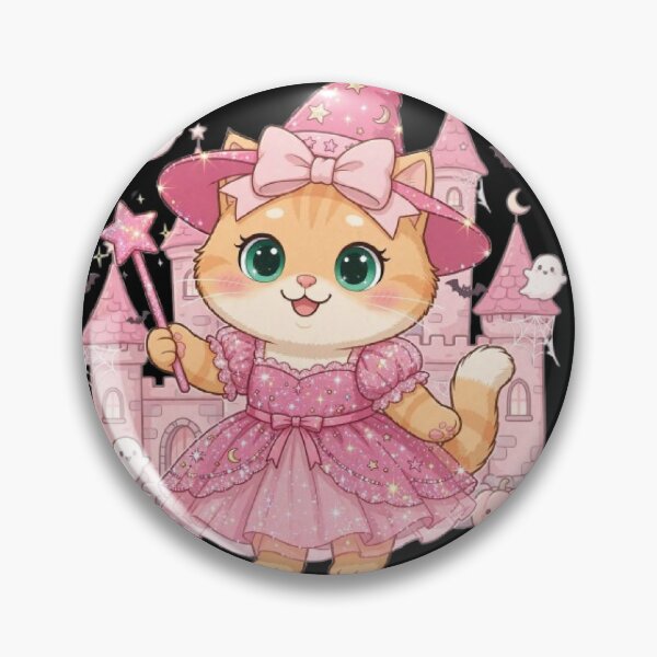Item preview, Pink Witch Cat Princess Castle Halloween Kawaii designed and sold by Moody Vibes Studio.