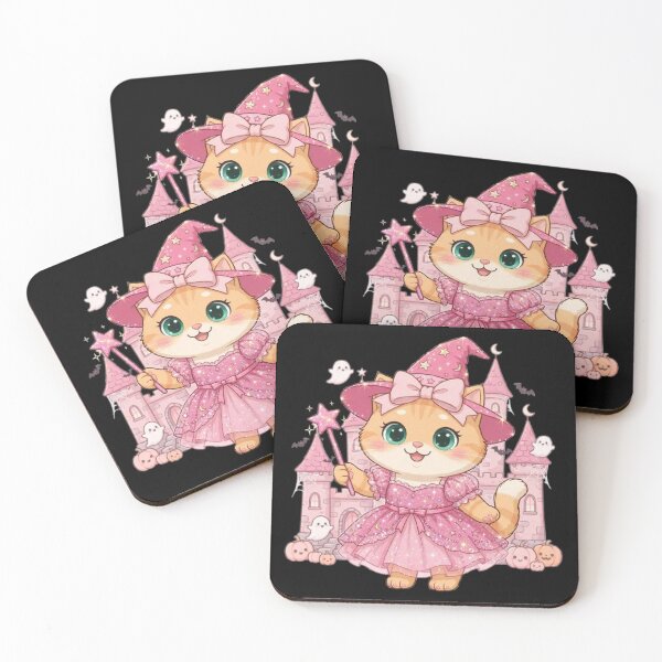 Item preview, Pink Witch Cat Princess Castle Halloween Kawaii designed and sold by Luna's World - Moody Vibes Studio.