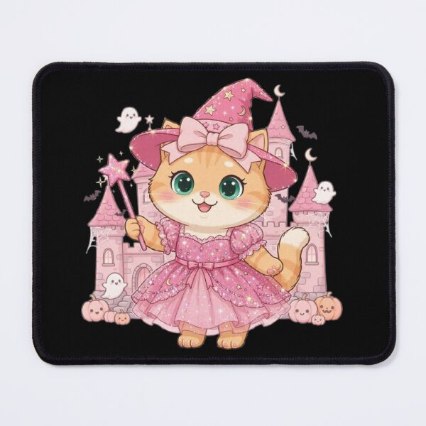 Item preview, Pink Witch Cat Princess Castle Halloween Kawaii designed and sold by Moody Vibes Studio.