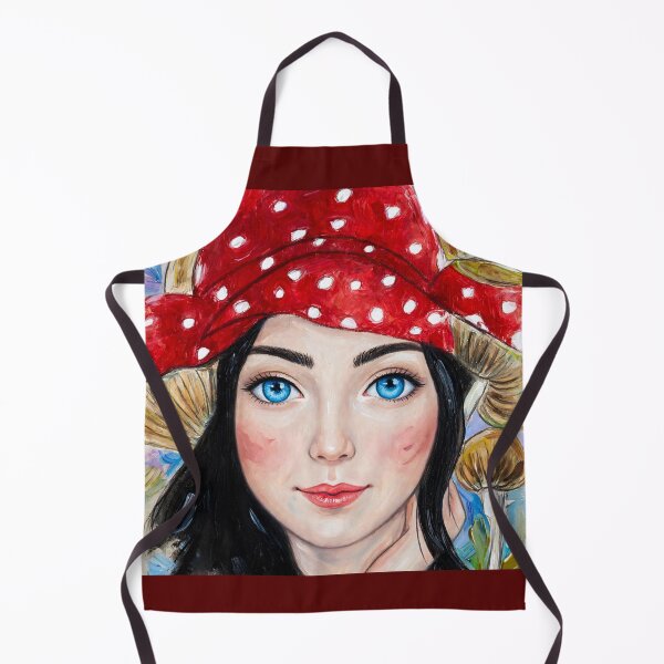 Item preview, Forest Fairy Girl with Red Polka Dot Scarf - Watercolor Mushroom Art designed and sold by MAISON SYLVIE.