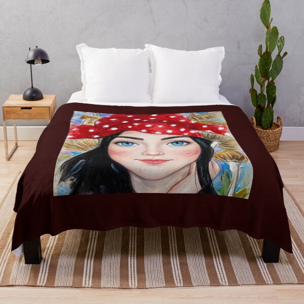 Item preview, Forest Fairy Girl with Red Polka Dot Scarf - Watercolor Mushroom Art designed and sold by MAISON SYLVIE.