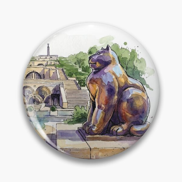 Item preview, Yerevan Cascade Cat Fernando Botero Sculpture Watercolor Art designed and sold by NareArt.