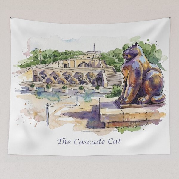 Aperçu de l'œuvre Chat Cascade d'Erevan Sculpture de Fernando Botero Aquarelle Art créée et vendue par NareArt.