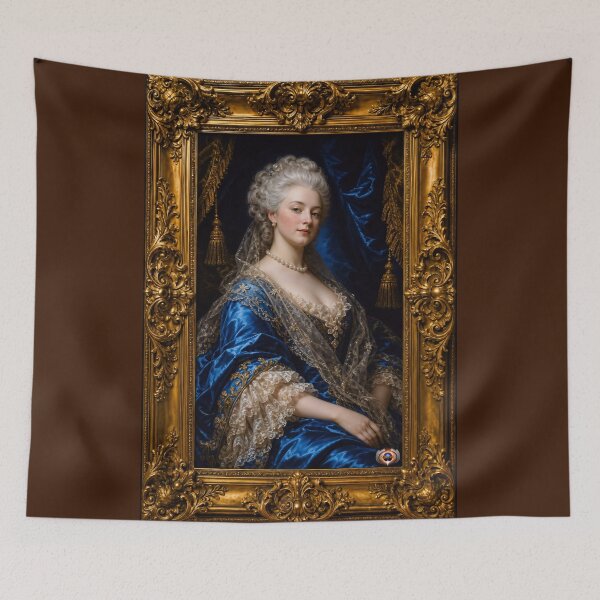 Item preview, Blue Velvet Gilded Elegance Portrait Of Odette Morelle Captivating AI Concept Art by Xzendor7 designed and sold by Xzendor7 Digital Art Creations.