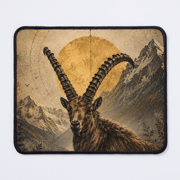 Item preview, Alpine Guardian  – Mystical Ibex Mountain Nature Art designed and sold by SacredLensV.