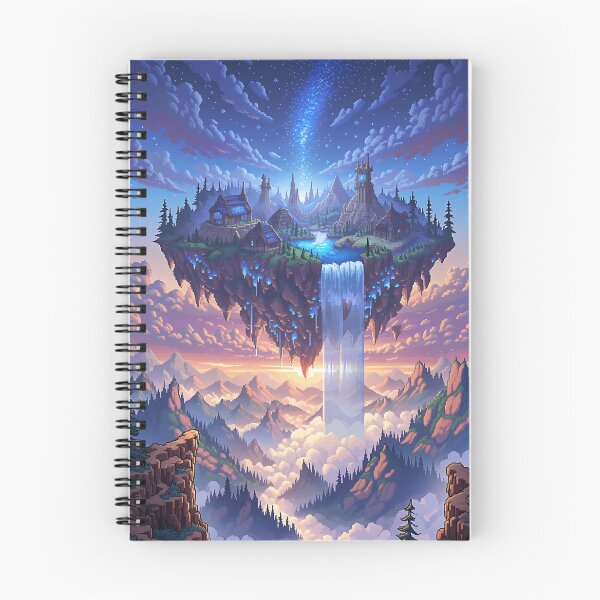 Item preview, Floating Island Waterfall Pixel Art designed and sold by NijiWorld.