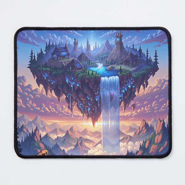 Item preview, Floating Island Waterfall Pixel Art designed and sold by NijiWorld.