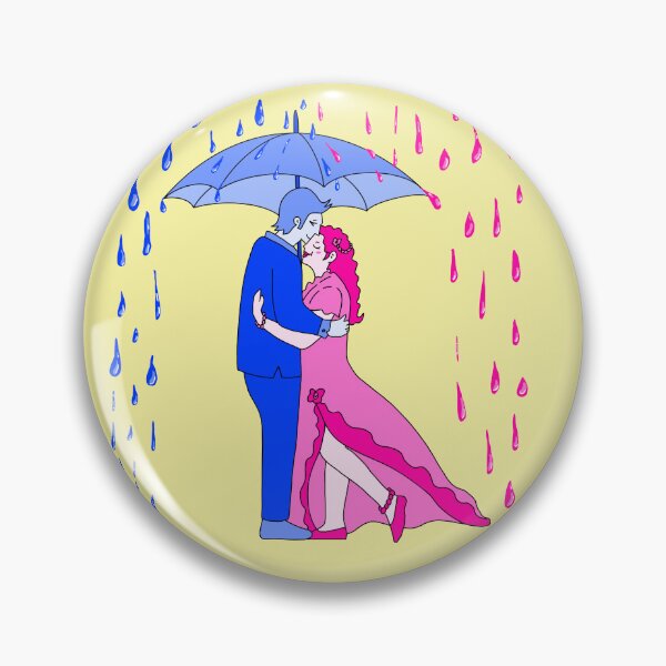 Item preview, Rain Love Umbrella Pink And Blue with yellow background  designed and sold by missmann.