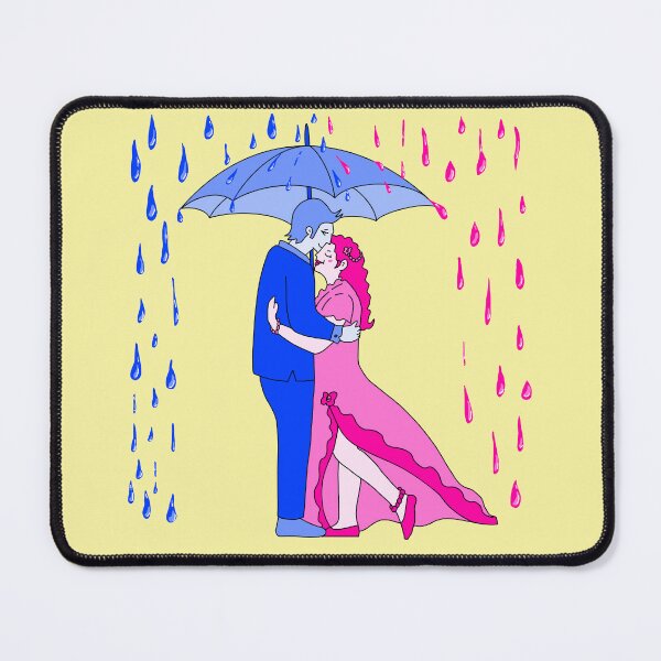 Item preview, Rain Love Umbrella Pink And Blue with yellow background designed and sold by missmann.