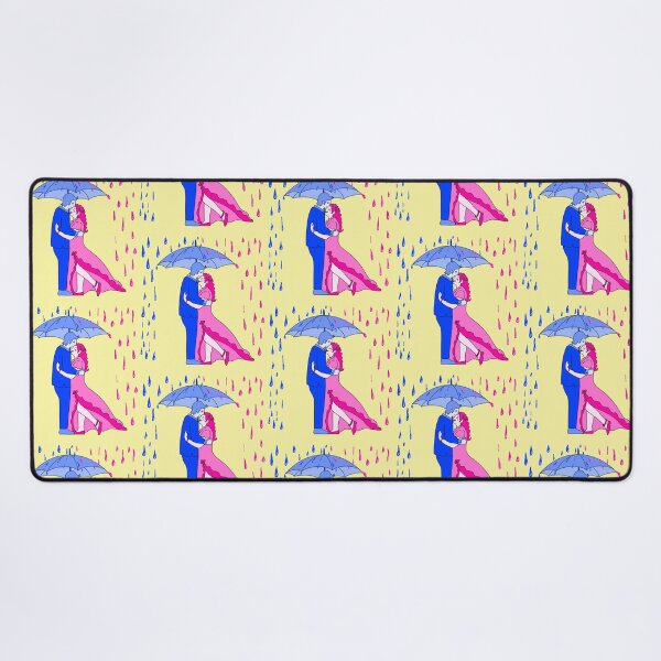 Item preview, Rain Love Umbrella Pink And Blue with yellow background designed and sold by missmann.