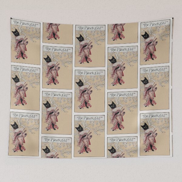 Item preview, The black cat in Japan at cherry blossom time designed and sold by stevepaint.