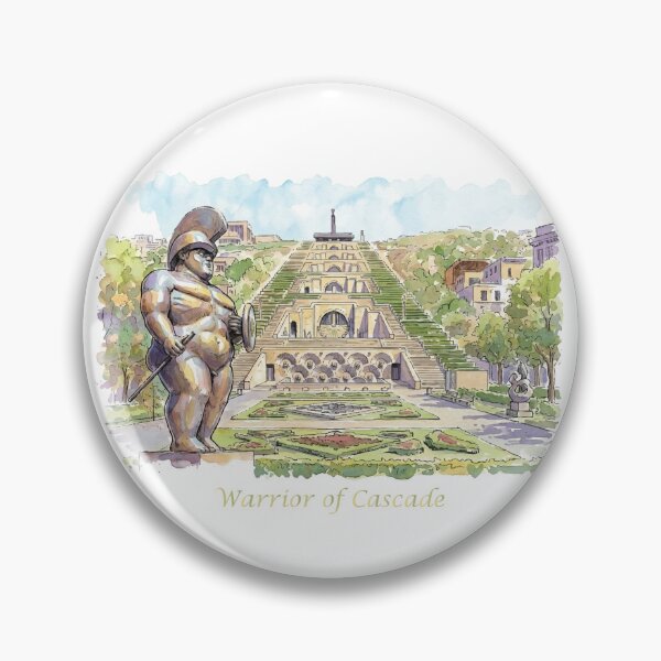 Item preview, Yerevan Cascade Warrior Fernando Botero Sculpture Watercolor Art designed and sold by NareArt.