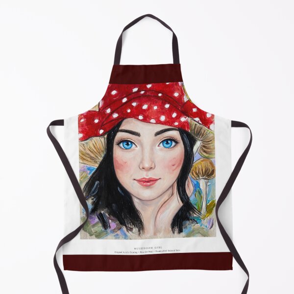 Item preview, Mushroom Forest Fairy Girl - Watercolor Fantasy Art with Red Scarf designed and sold by MAISON SYLVIE.