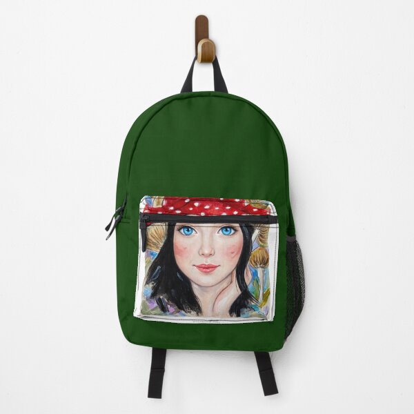 Item preview, Mushroom Forest Fairy Girl - Watercolor Fantasy Art with Red Scarf designed and sold by MAISON SYLVIE.