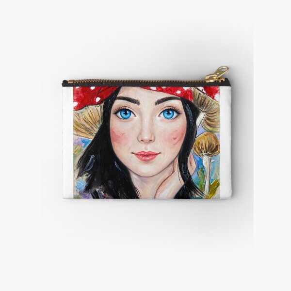 Item preview, Mushroom Forest Fairy Girl - Watercolor Fantasy Art with Red Scarf designed and sold by MAISON SYLVIE.