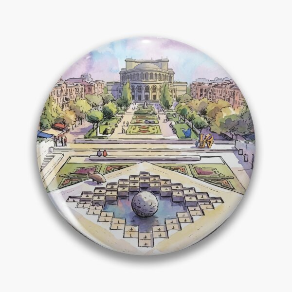 Item preview, Yerevan Cascade View to Opera Theater Armenia Watercolor Art designed and sold by NareArt.