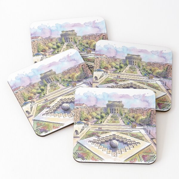 Item preview, Yerevan Cascade View to Opera Theater Armenia Watercolor Art designed and sold by NareArt.