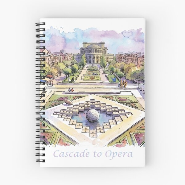 Item preview, Yerevan Cascade View to Opera Theater Armenia Watercolor Art designed and sold by NareArt.
