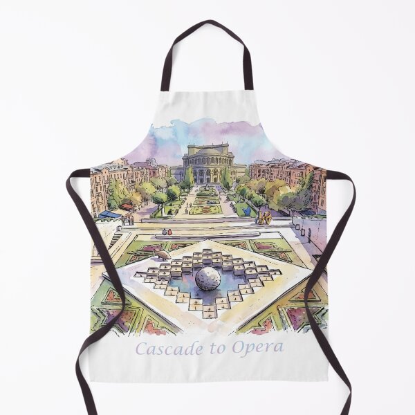 Item preview, Yerevan Cascade View to Opera Theater Armenia Watercolor Art designed and sold by NareArt.