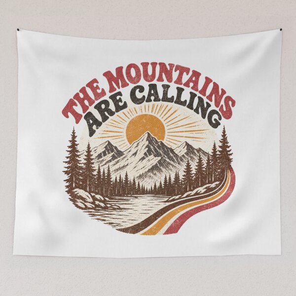 Item preview, The Mountains Are Calling Retro Sunset Adventure designed and sold by Vision Crafted.