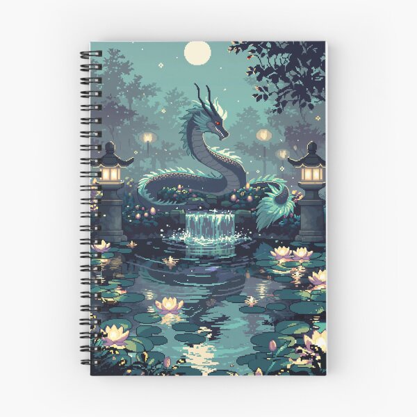 Item preview, Koi Dragon Moon Garden Pixel Art designed and sold by NijiWorld.