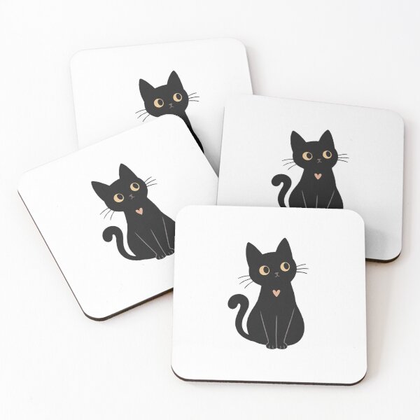 Item preview, Cute Black Cat with Pink Heart Kawaii Illustration for Cat Lovers designed and sold by SociallyDeadClub.
