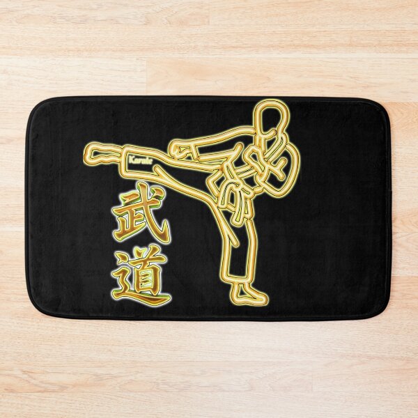 Item preview, Neon Gold Karate Fighter High Kick - Martial Arts Silhouette designed and sold by DigitalArtDesignLab.