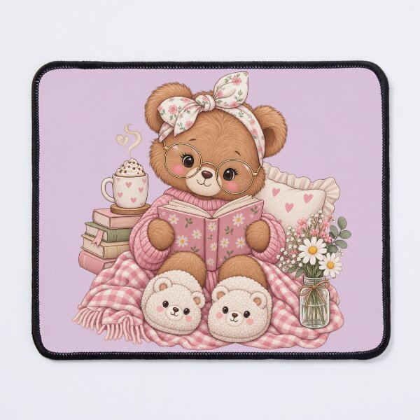 Item preview, Cozy Bookish Bear Reading designed and sold by PixelChaptersByKira.