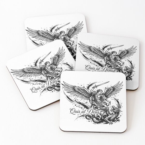 Item preview, Saint Michael the Archangel Quis Ut Deus White Background designed and sold by MantoSagrado.