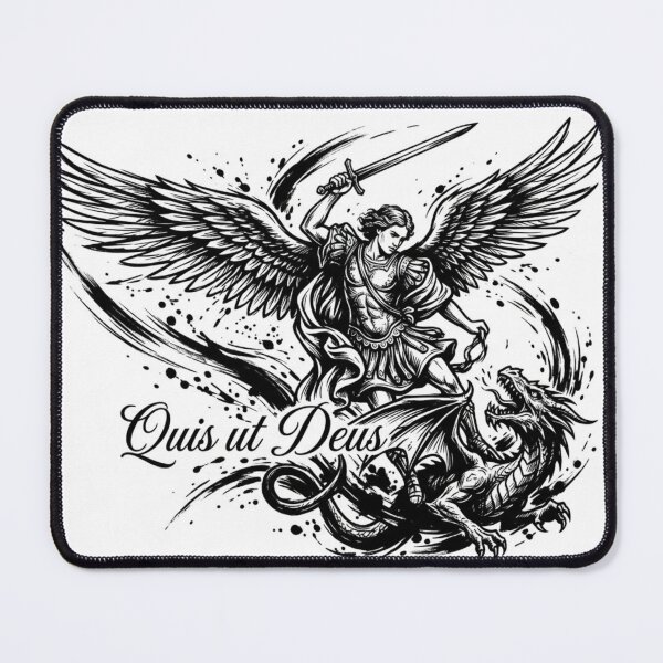 Item preview, Saint Michael the Archangel Quis Ut Deus White Background designed and sold by MantoSagrado.