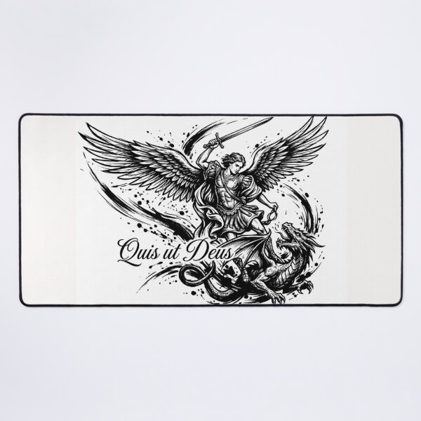 Item preview, Saint Michael the Archangel Quis Ut Deus White Background designed and sold by MantoSagrado.