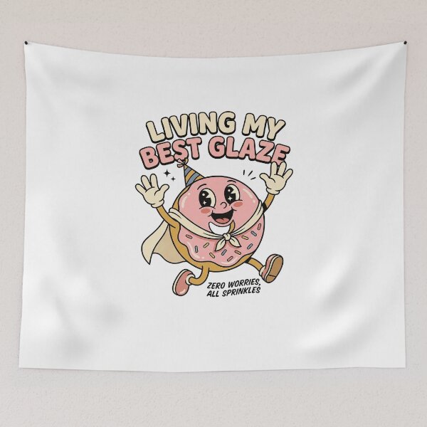 Item preview, Cheerful Pink Donut Wearing A Party Hat designed and sold by HoopeStylee.