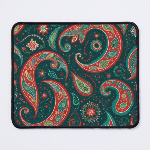 Item preview, Festive Teal and Red Paisley Pattern Art designed and sold by Harmonic_Layers.