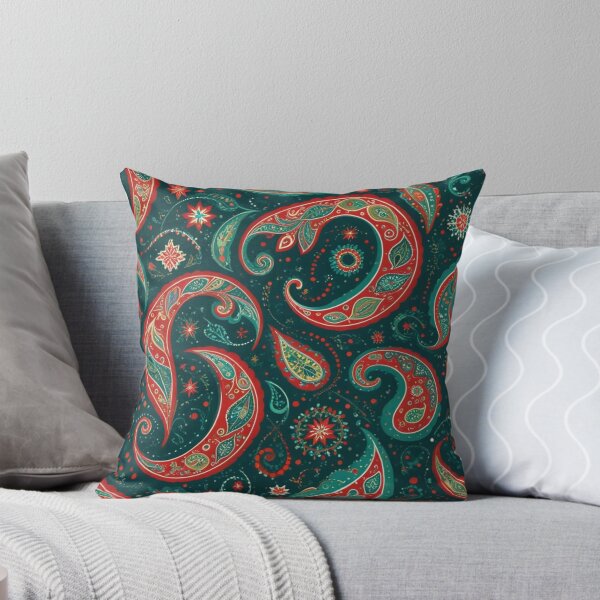 Item preview, Festive Teal and Red Paisley Pattern Art designed and sold by Harmonic_Layers.